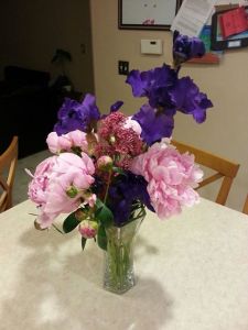 Beautiful flowers from my Mom's yard. Peonies are my favorite!!! Had to share. 